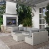 Outsunny 7 Pieces Rattan Garden Furniture Set, 6 Seater Garden Corner Sofa with Wide Seat, Cushions and Glass Top Table, Sectional Outdoor Furniture Conservatory Set for Patio, Grey