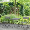 Outsunny 3 Pieces Folding Rattan Bistro Set, Garden Furniture Bistro Set with Folding Garden Table and Chairs, Wicker Balcony Furniture for Outdoor, Patio, Porch, Grey