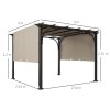 Outsunny 3 x 3(m) Garden Pergola, Outdoor Pergola Gazebo with Adjustable Canopy, Sun Shade Patio Canopy Shelter, Beige