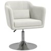 HOMCOM Swivel Linen Fabric Accent Chair for Living Room Contemporary Vanity Armchair with Adjustable Height Thick Cushion Lumbar Support Armrest for Bedroom Office Cream White