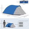 Outsunny Two-Man Camping Tent Dome Tent with Weatherproof Shell, Vestibule & Windows, for Fishing & Hiking, Blue and Grey