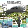 Outsunny 3.5x3 m Garden Cantilever Parasol with Solar LED Lights and Centre Light, UPF50+ Aluminium Patio Umbrella with 360 Rotation and Tilt, Hanging Sun Shade with Cross Base, Crank Handle, Black