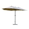 Outsunny 4.6m Garden Parasol Double-Sided Sun Umbrella Patio Market Shelter Canopy Shade Outdoor with Cross Base - Khaki