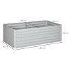 Outsunny Raised Beds for Garden, Galvanised Steel Outdoor Planters with Multi-reinforced Rods for Vegetables, Plants, Flowers and Herbs, 180 x 90 x 59 cm, Light Grey