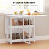 HOMCOM Industrial Folding Dining Table, Drop Leaf Table with Open Compartments for Small Spaces, Kitchen, Dining Room, White