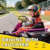 HOMCOM 24V Electric Go Kart for Kids, Drifting Ride-On Racing Go Kart with Slow Start, Music, Horn Honking and Safety Belt, for 8-12 Years Old, Pink