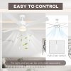 HOMCOM Ceiling Fan with Light, 130cm Flush Mount LED Ceiling Fan Light with 4 Reversible Blades, Pull-chain Switch, for Bedroom Living Room, White and Natural Tone