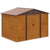 Outsunny 9 x 6ft Metal Garden Shed, House Hut Gardening Tool Storage with Ventilations, Sliding Door, Sloped Roof for Garden, Patio, Brown