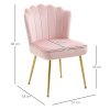 HOMCOM Shell Luxe Velvet Accent Chair with Gold-tone Metal Legs, Modern Vanity Chair for Living Room, Bedroom, Home Office, Pink