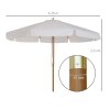 Outsunny 3.3m Wooden Garden Parasol Umbrella, Outdoor Sun Shade Canopy with 8 Bamboo Ribs, Ruffles and 4.7 cm Wood Pole for Balcony Deck Yard Market Beach Pool, Cream White