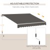 Outsunny 3 x 2m Manual Window Awning Canopy Garden Outdoor Shelter Patio Sun Shade UV Blocker Light Weight Aluminium Frame w/ Hand Crank Grey