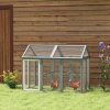 PawHut Large Chicken Run, Wooden Chicken Coop, Pet Playpen w/ Combinable Design - Grey