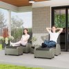 Outsunny 5 Pieces PE Rattan Garden Furniture Set, Wicker Outdoor Furniture Set with Reclining Chairs, Coffee Table, Footstools and Thick Cushions for Balcony, Patio, Charcoal Grey