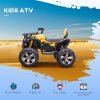 HOMCOM 12V Quad Bike, Battery Powered Ride on ATV with LED Lights, Music, Backrest, Forward, Backward, Electric Vehicle Toy Car for Kids, Yellow
