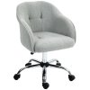 HOMCOM Office Chair, Teddy Fleece Swivel Computer Desk Chair, Makeup Vanity Seat with Adjustable Height for Home Study Bedroom, Grey