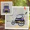 HOMCOM Child Bike Trailer, Baby Bicycle Trailer for 2 Kids with 5 Point Harness, Steel Frame, Reflectors, Safety Flag, Hitch Coupler, Purple