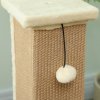 PawHut Cat Scratching Post for Indoor Cats, 81cm Cat Scratcher, Vertical Full Scratcher with Natural Jute Rope, Hanging Ball and Soft Plush, Beige