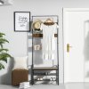 HOMCOM Coat Rack Stand Industrial hallway Shoe Rack Removable Hooks Metal Wood Hangers Storage Cabinet Rustic Brown 72LX34WX185H(cm)