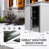 Outsunny 7 x 5FT Galvanised Metal Garden Shed with Foundation, Lean to Shed, Tool Storage House with Sliding Doors, 2 Vents, Adjustable Shelves and Hooks, White