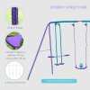 Outsunny Metal Garden Swing Set Height Adjustable Children Outdoor Backyard Play Set for Toddlers Over 3 Years Old, Purple