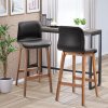 HOMCOM Bar Stools Set of 2, Faux Leather Breakfast Barstools with Backrest and Footrest, Bar Chairs for Kitchen, Dining Room, Dark Brown