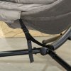 Outsunny Outdoor Hanging Chair, Swing Chair with Metal Stand, Thick Padded Cushion, Foldable Basket and Side Pocket, for Indoor and Outdoor, Sand