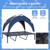 PawHut Cooling Raised Dog Bed, Elevated Pet Bed with Breathable Mesh, UV Protection Canopy, Foot Pads, for Indoor Outdoor, Large Dogs, 106 x 76 x 94cm - Dark Blue