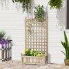 Outsunny Garden Planters with Trellis for Climbing Vines, Wooden Raised Beds for Garden, Free Standing Flower Pot, Indoor Outdoor Display Rack, 64 x 28 x 120 cm, Natural