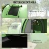 Outsunny 3-4 Man Camping Tent, Large Family Tunnel Tent with Bedroom and Living Room, 3000mm Waterproof, Portable with Bag, for Fishing Hiking Festival, Dark Green
