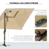 Outsunny 3 x 3(m) Cantilever Roma Parasol Garden Sun Umbrella, Two-tier 250g Polyester Sun Shade with LED Solar Light, Aluminium Frame, Cross Base 360 Degrees Rotating Khaki