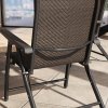 Outsunny Set of 4 Outdoor Wicker Folding Chairs, Patio PE Rattan Dining Armrests Chair set with 7 Levels Adjustable Backrest, for Outdoors, Camping, Dark Brown