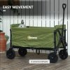 Outsunny 120L Festival Trolley on Wheels, Folding & Compact Camping Trolley Cart with Adjustable Handle for Garden, Beach, Fishing, Green