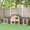 PawHut Large Rabbit Hutch Outdoor Wooden Guinea Pig Hutch with Run, 2 Storey Bunny House 210 x 45.5 x 84.5 cm