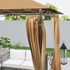 Outsunny 3 x 3 m Garden Gazebo, Double Roof Metal Gazebo with Curtains and Solar-Powered LED Lights, Outdoor Canopy Shelter for Patio, Deck, Brown