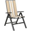 Outsunny Rattan Folding Chair Outdoor, 5-Position Adjustable Wicker Garden Dining Chair with High Backrest, Wide Armrest, for Patio, Terrace, Balcony, Orange