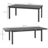 Outsunny 246 cm Extending Garden Table, Rectangle Outdoor Dining Table for 6-8, Aluminium Frame for Patio, Balcony - Charcoal Grey