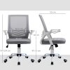 Vinsetto Mesh Office Chair with Flip-up Armrest, Swivel Computer Chair with Lumbar Support, Adjustable Height, Tilt Function for Home/Office, Grey