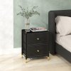 HOMCOM Chest of Drawers, 2 Drawer Fabric Dresser with PU Leather Surface, Steel Frame, Storage Organizer Unit for Bedroom, Living Room, Hallway, Closet, Easy to Assemble, Black
