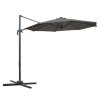 Outsunny 3(m) Patio Offset Parasol Roma Umbrella Cantilever Hanging Sun Shade Canopy Shelter Tilt 360 Rotation with Aluminium Frame Hand Crank Cross Base, Dark Grey