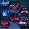 AIYAPLAY Kids Ride On Car, 12V Battery Powered Electric Truck with 4 Spring Suspension Wheels, Parental Remote Control, Music Horn LED Lights, Pink