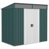Outsunny 6.5 x 4FT Galvanised Metal Garden Shed with Foundation Kit, Lockable Tool Storage House with Double Sliding Doors and 2 Vents, Green