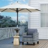 Outsunny Single Seater Rattan Garden Armchair, PE Wicker Rattan Chair with Armrests and Cushions, Garden Chair with Galvanised Steel Frame for Conservatory, Porch, Light Grey
