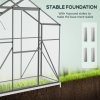 Outsunny 6 x 2.5ft Polycarbonate Greenhouse, Walk-In Green House with Sliding Door, 5-Level Roof Vent, Rain Gutter, Garden Plants Grow House with Aluminium Frame and Foundation, Dark Grey