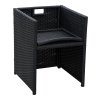 Outsunny 2 Seater Rattan Cube Garden Furniture Set, Rattan Dining Set with Cushions, Outdoor Dining Table and Chairs with 2 Armchairs, 2 Stools, Rectangular Glass Top Table for Patio, Balcony