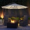 Outsunny 3(m) Banana Cantilever Parasol with Solar LED Lights, Garden Umbrella with Cross Base and Crank Handle, Hanging Offset Sun Shade for Outdoor, Patio, Beige