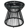 Outsunny Outdoor Coffee Table, Round PE Rattan Side Table with Tempered Glass Table Top, Hollow Drum Design for Garden, Balcony, Patio, Black