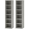 HOMCOM 204 CD Media Display Shelf Unit Set of 2 Blu-Ray Tower Rack w/ Adjustable Shelves Bookcase Storage Organiser, Cement Grey