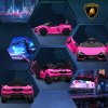 AIYAPLAY Lamborghini Revuelto Licensed Electric Car for Kids with Butterfly Doors, 12V Kids Electric Ride On with Suspension, Remote Control, LED Lights, Horn, USB, MP3 for 3-5 Years, Pink