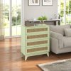 HOMCOM Chest of Drawers, 4-Drawer Storage Organiser Unit with Rattan Element for Bedroom, Living Room, Light Green