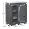 Outsunny Aluminum Camping Cupboard, Camping Kitchen Station Cook Table with 3-Shelf, Storage Organiser for BBQ Party Picnics Backyards with Carrying Bag
